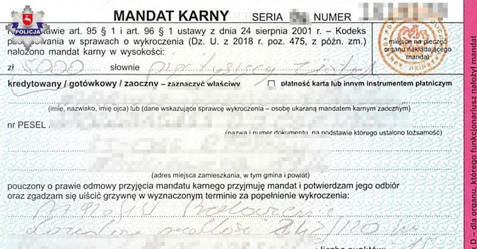 zdjęcie: 5 tysięcy zł. mandatu i 15 punktów karnych dla drogowego recydywisty! / fot. KPP Kraśnik