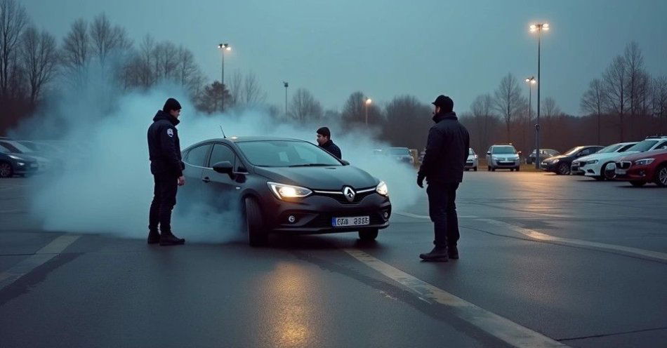 zdjęcie: Drift na publicznym parkingu. Kierowca bez prawa jazdy / TM/ przykładowa ilustracja