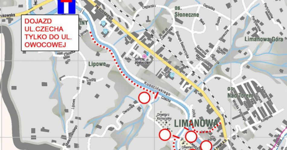 zdjęcie: 1 listopada zmiana organizacji ruchu przy cmentarzu w Limanowej / fot. KMP w Limanowej