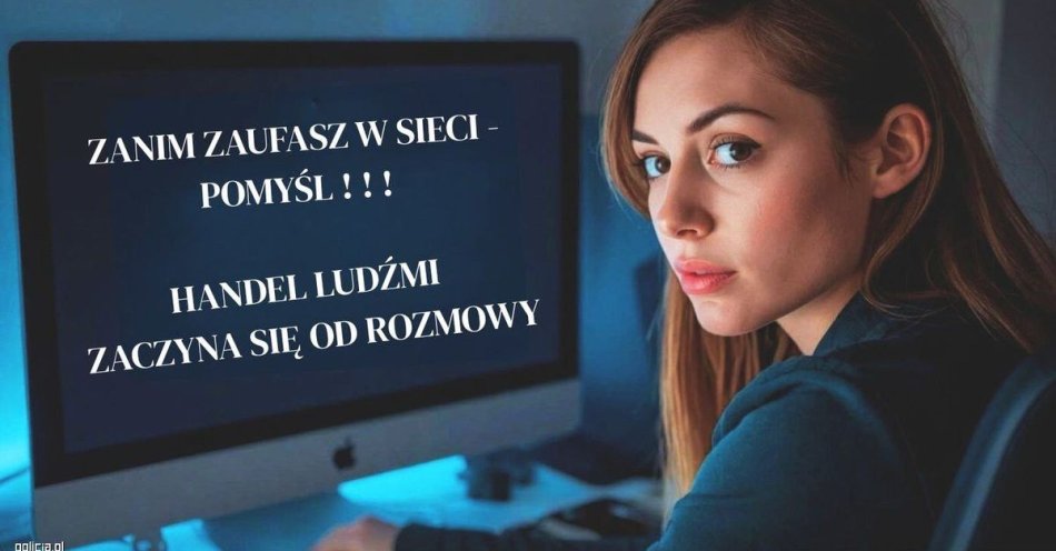 zdjęcie: Zanim zaufasz w sieci pomyśl jak nie paść ofiarą handlu ludźmi / fot. KPP w Węgorzewie