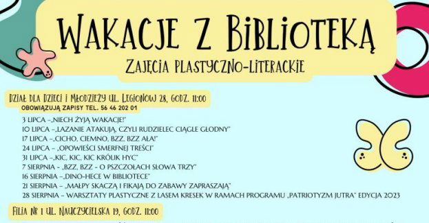 Zajęcia wakacyjne w bibliotece i godziny wakacyjne
