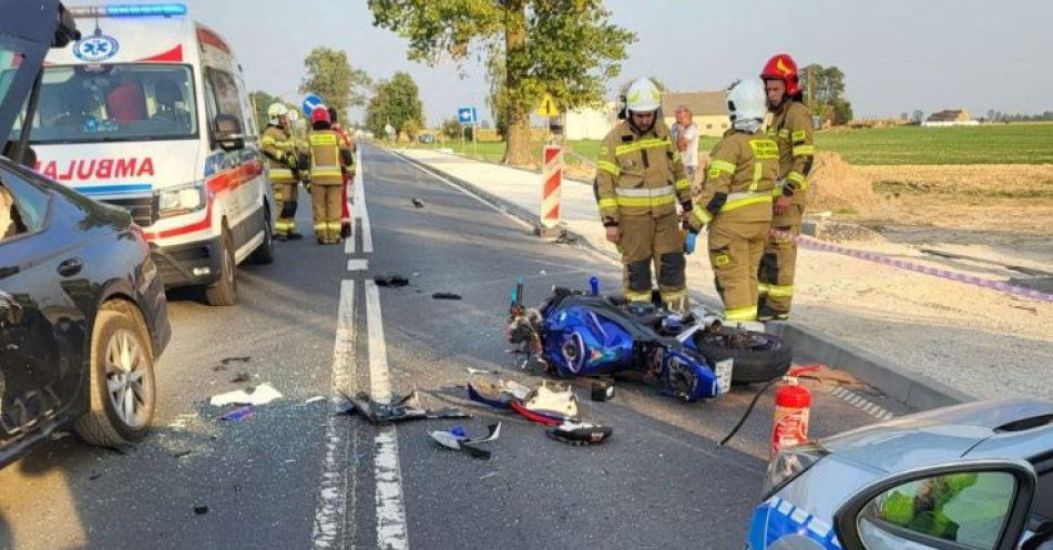 zdjęcie: Wypadek z udziałem motocyklisty / fot. KPP Aleksandrów