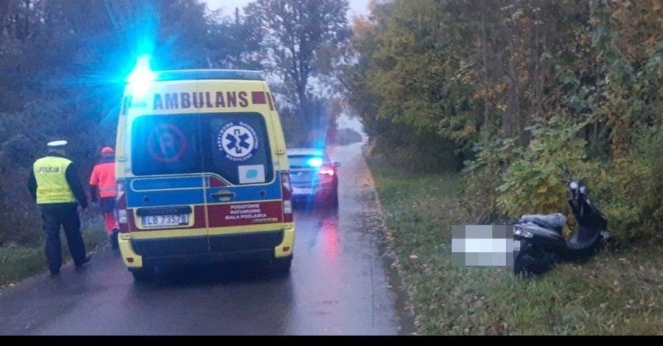 zdjęcie: Tragiczne zdarzenie z udziałem motorowerzysty / fot. KPP Radzyń Podlaski