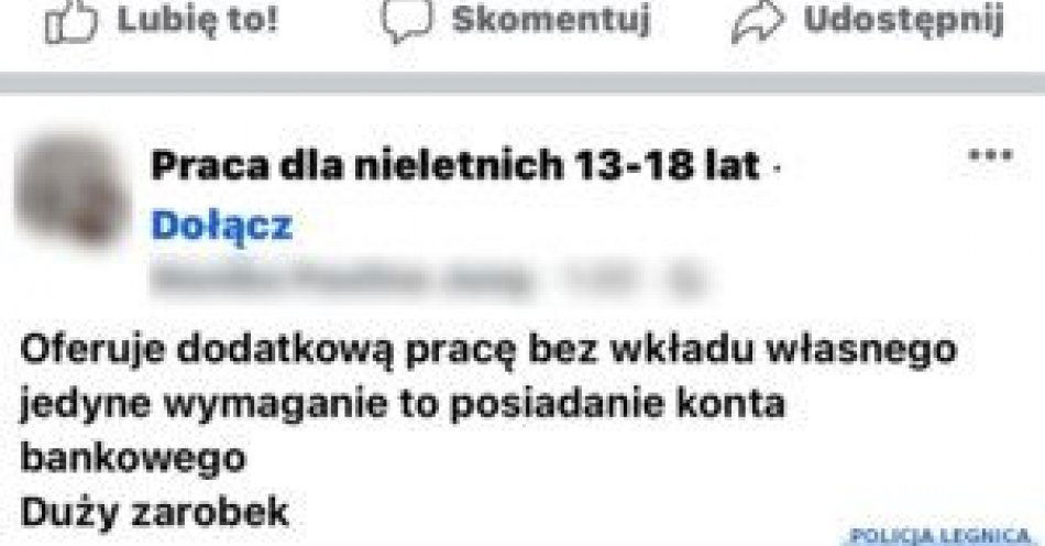 zdjęcie: Uwaga na fałszywe oferty pracy w sieci dla nastolatków / fot. KMP w Legnicy