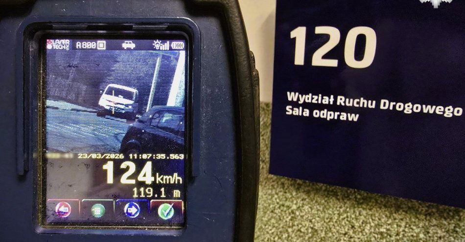 zdjęcie: 124 km/h w Szarlejce kierowca stracił prawo jazdy / fot. KPP w Kłobucku