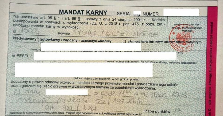 zdjęcie: Ciężka noga kosztowała go prawo jazdy, mandat i punkty karne / fot. KPP w Radziejowie