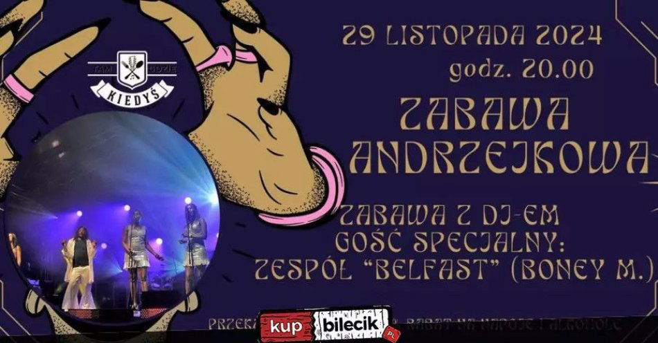 zdjęcie: Zabawa taneczna z gościem specjalnym - Zespół Belfast (covery Boney M.) oraz Dj-em / kupbilecik24.pl / Zabawa taneczna z gościem specjalnym - Zespół Belfast (covery Boney M.) oraz Dj-em