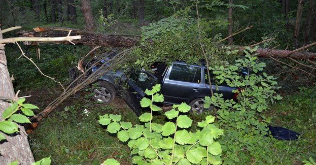 Nietrzeźwy 40-latek kierując Skodą uderzył w drzewo. Do szpitala trafiły 4 osoby