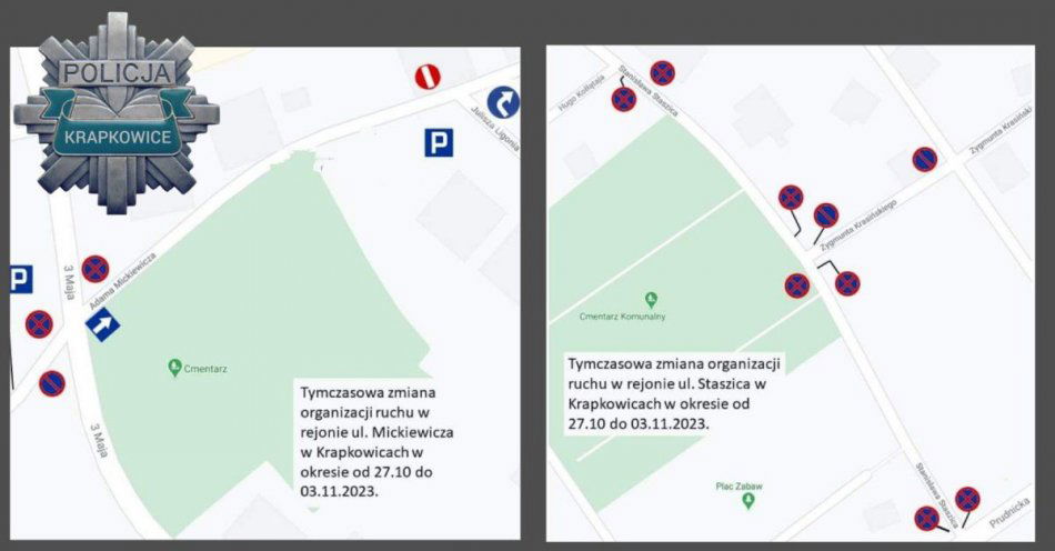 zdjęcie: Uwaga! Zmiany w organizacji ruchu / fot. KPP Krapkowice