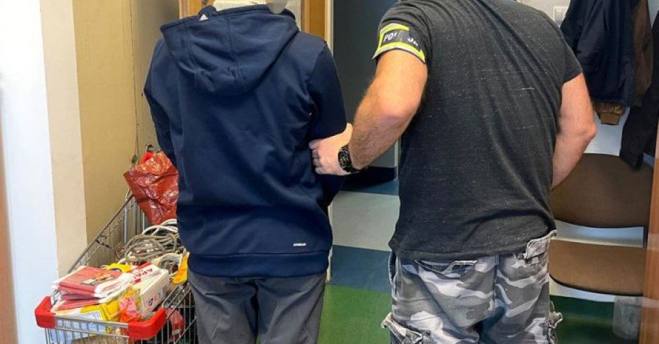 zdjęcie: Złapany z wózkiem pełnym skradzionych produktów / fot. KPP w Piasecznie