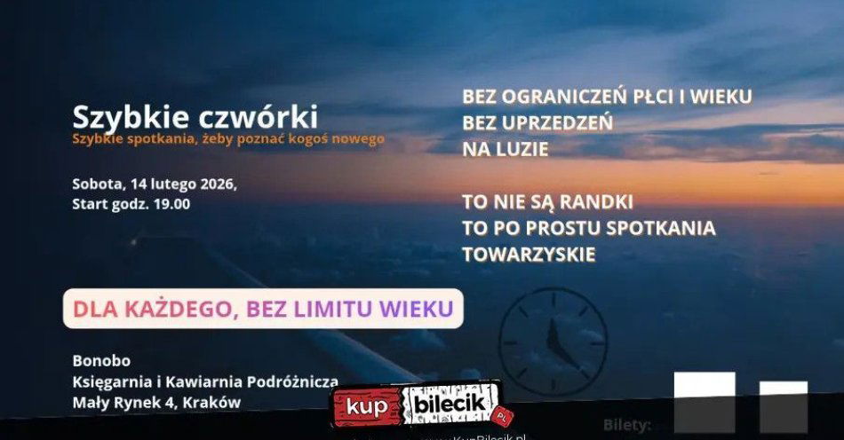 zdjęcie: Szybkie czwórki - szybkie spotkania żeby poznać kogoś nowego / kupbilecik24.pl / Szybkie czwórki - szybkie spotkania żeby poznać kogoś nowego.