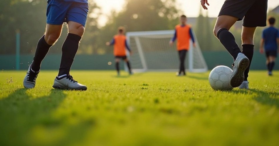 zdjęcie: Bydgoskie kluby piłkarskie grają młodzieży na wakacjach / Młodzi piłkarze na treningu na boisku trawiastym /TMAI