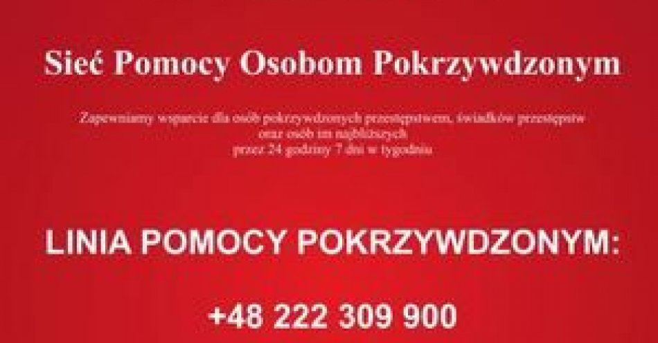 zdjęcie: Linia pomocy pokrzywdzonym: +48 222 309 900 / fot. KMP w Wrocławiu