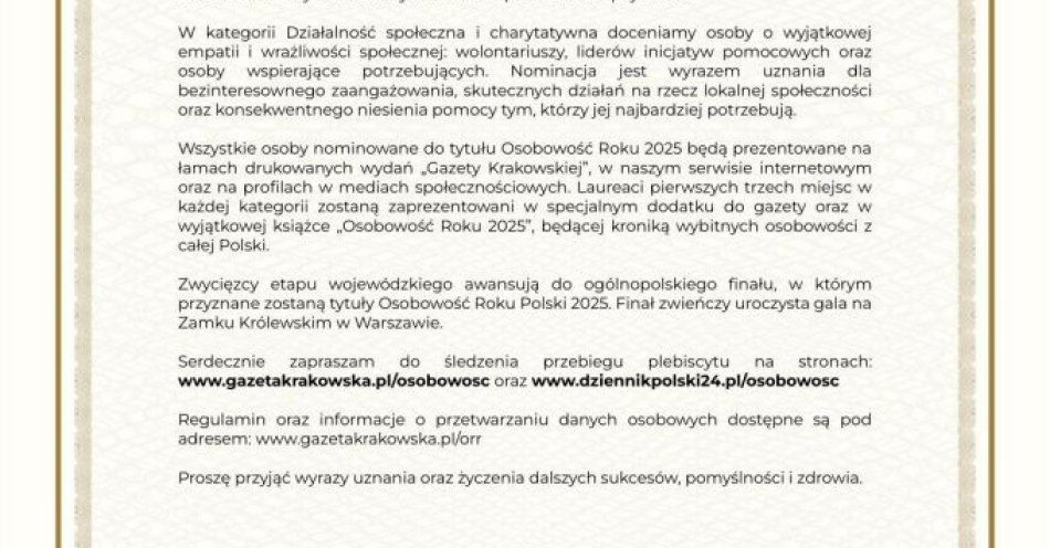 zdjęcie: Michał Książek nominowany do Osobowości Roku 2025 / fot. KMP w Miechowie