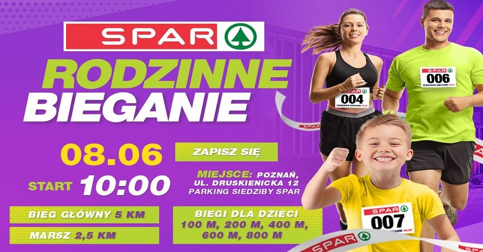 zdjęcie: Rodzinne bieganie ze SPAR już 8 czerwca! Piknik dla rodzin w Poznaniu przy ul. Druskiennickiej 12 / fot. nadesłane