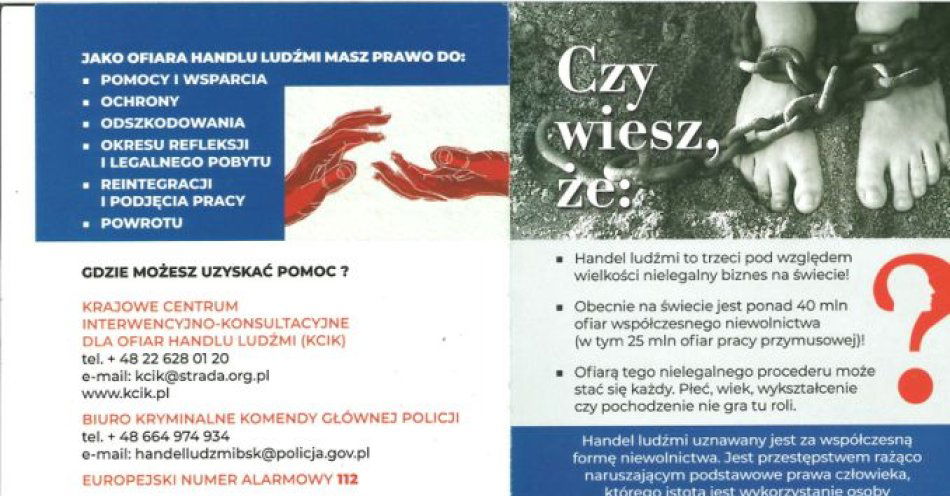 zdjęcie: Handel ludźmi / fot. KPP w Nidzicy