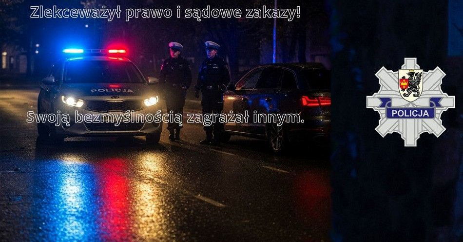 zdjęcie: Lekceważył prawo i sądowe zakazy. Konsekwencje przyszły nocą. / fot. KPP w Starogardzie Gdańskim