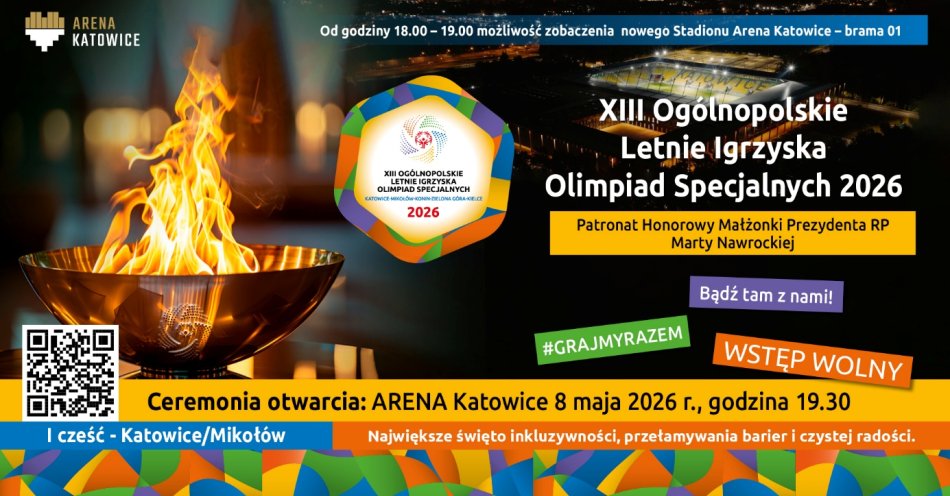 zdjęcie: Ceremonia inauguracji XIII Ogólnopolskich Letnich Igrzysk Olimpiad Specjalnych 2026 w Arenie Katowice / fot. nadesłane