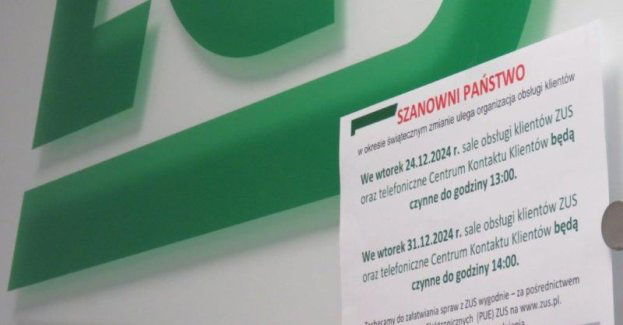 ZUS będzie pracował w skróconych godzinach w Wigilię oraz w Sylwestra