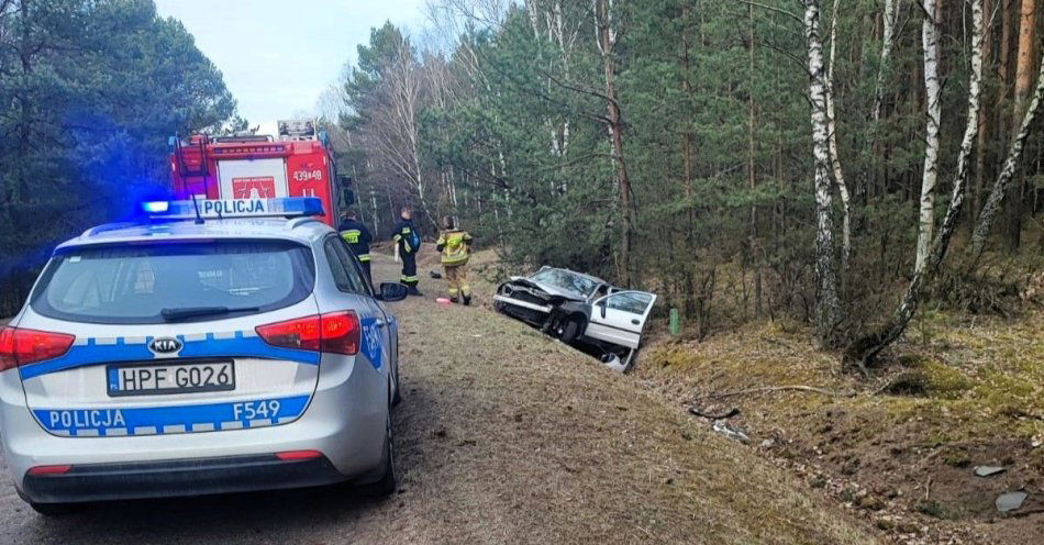 zdjęcie: Pojazd w rowie - kierowca z zakazem prowadzenia pojazdów / fot. KPP w Łasku