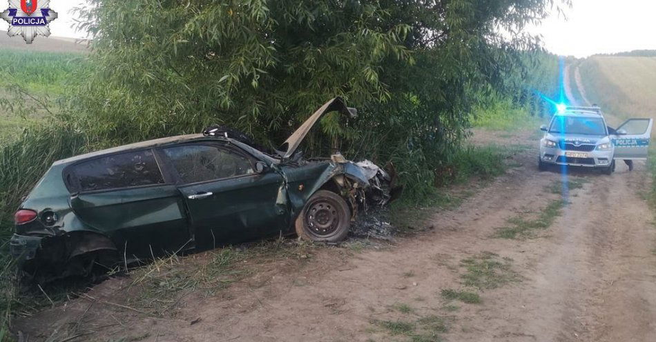 zdjęcie: Kierując Alfa Romeo wjechał do rowu / fot. KMP Zamość