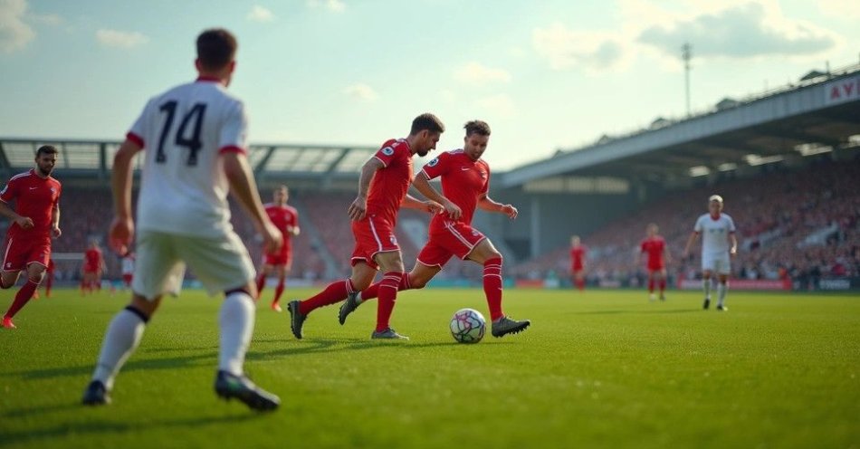 zdjęcie: Stal Kraśnik walczy o powrót do III ligi. Historia wielkiego futbolu z małego miasta / Amatorski mecz piłki nożnej w Polsce, boisko trawiaste, zawodnicy w strojach czerwono-białych, małe miasteczko w tle /TMAI