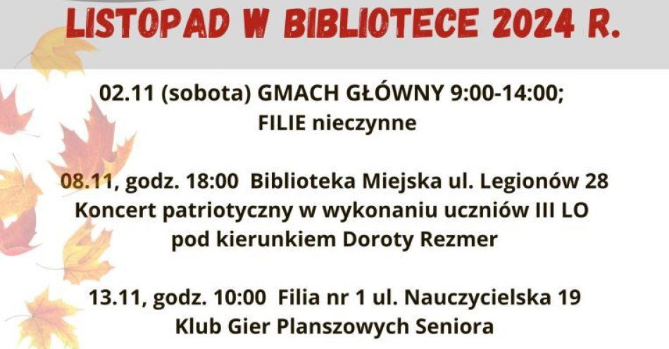 zdjęcie: Listopadowe wydarzenia w bibliotece