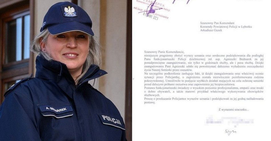 zdjęcie: Dzielnicowa z Łeby uratowała oszczędności seniorki / fot. KPP w Lęborku