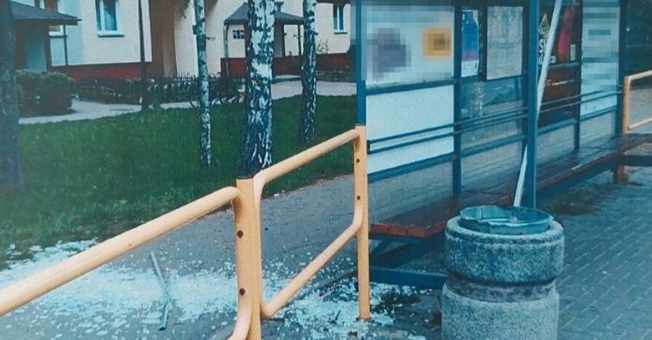 zdjęcie: Wybił szybę wiaty przystankowej, bo nie miał czym wrócić do domu... / fot. KMP Biała Podlaska