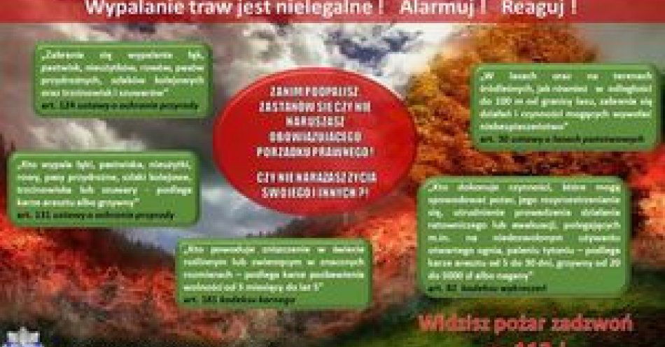 zdjęcie: Wypalanie traw jest nielegalne! alarmuj! reaguj / fot. KPP w Białobrzegach