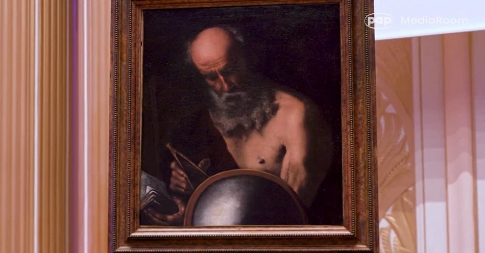 zdjęcie: Grupa włoskich ekspertów uznała autentyczność obrazu Caravaggia Archimedes / Fot. PAP - kadr z filmu