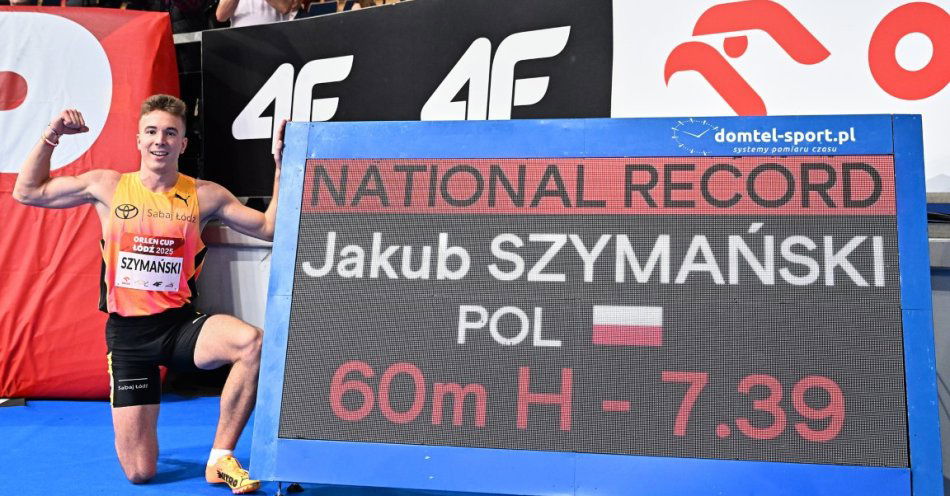 zdjęcie: Show Jakuba Szymańskiego na ORLEN Cup w Łodzi - rekord Polski 7.39 w biegu na 60 metrów przez płotki / fot. Łukasz Szeląg