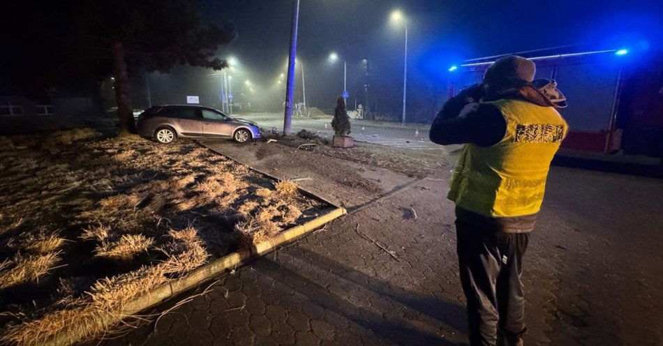 zdjęcie: Pijany kierowca rozbił auto o słup w Nowym Dworze / fot. KPP w Nowym Dworze Gdańskim