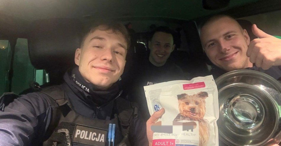 zdjęcie: Policjanci uratowali psa przywiązanego do drzewa w centrum / fot. KMP w Jastrzębiu Zdroju