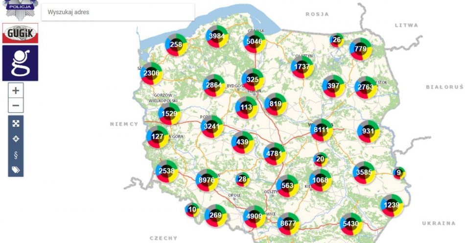 zdjęcie: Blisko dwa i pół tysiąca zgłoszeń na mapie / fot. KPP Środa Wielkopolska