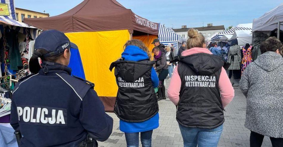 zdjęcie: Policjanci wspólnie inspekcją weterynaryjną działali na targowisku w Radziejowie i Osięcinach / fot. KPP w Radziejowie