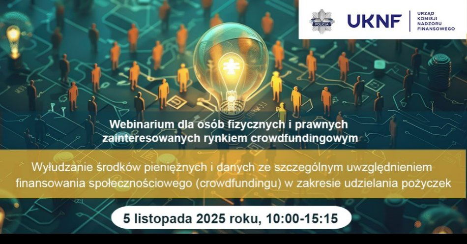 zdjęcie: Bezpłatne webinarium dla osób fizycznych i prawnych zainteresowanych rynkiem crowdfundingowym / fot. nadesłane