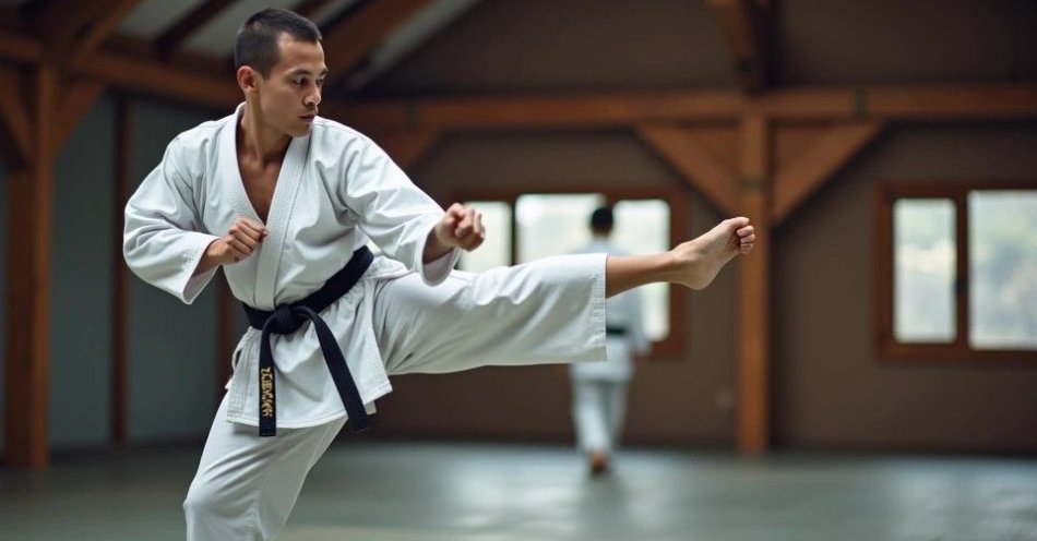 zdjęcie: Złoto i brąz dla karateków z sekcji Jedlicze na Mistrzostwach Polski / Karateka w trakcie wykonania kopnięcia