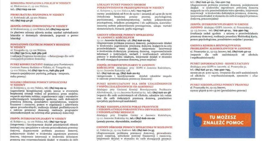 zdjęcie: Nie milcz i zgłoś przemoc domową. Gdzie szukać pomocy / fot. KPP w Nidzicy Pamiętaj, przemoc karmi się milczeniem