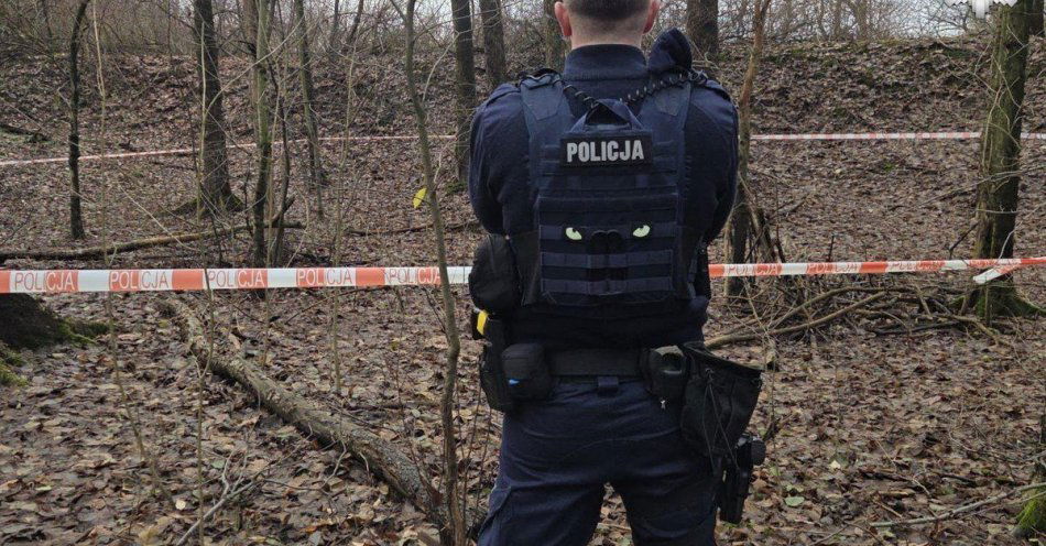 zdjęcie: Niewybuch z czasów wojennych znaleziony w Parku Piny / fot. KPP w Tarnowskich Górach