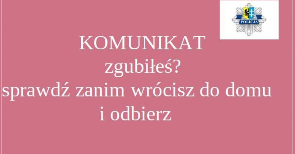 zdjęcie: Ważny komunikat- zgubiłeś? sprawdź? / fot. KPP Wschowa