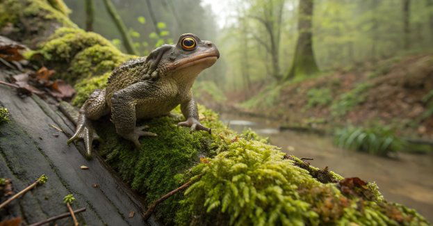Ropuchy i żaby na drzewach miejskiego parku