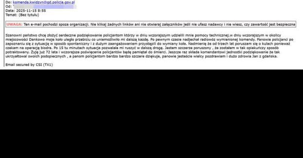 Policjanci pomogli 72 letniemu kierowcy i wymienili mu koło