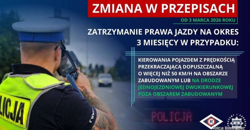 zdjęcie: Nowe przepisy 2026: zatrzymanie prawa jazdy i zakaz dla dzieci / fot. KPP w Bolesławcu