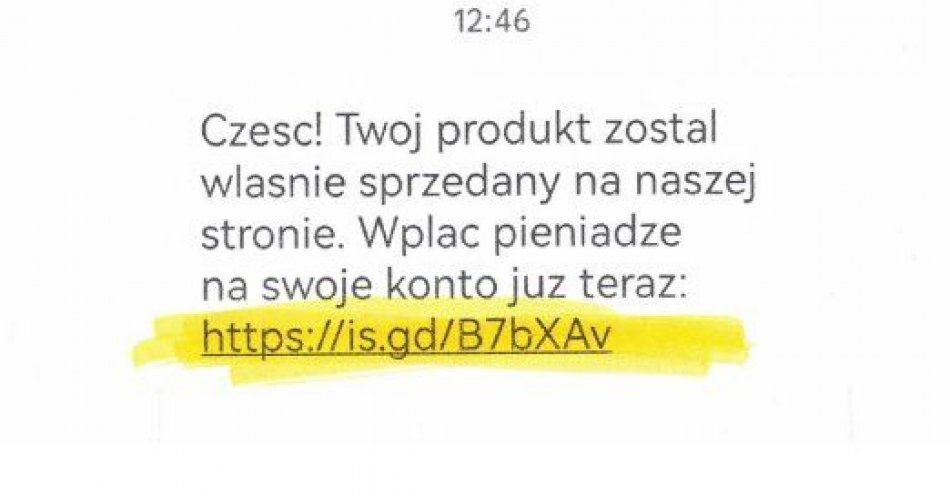 zdjęcie: Uważajmy na fałszywe smsy z podejrzanymi linkami! / fot. KPP Tomaszów Lubelski