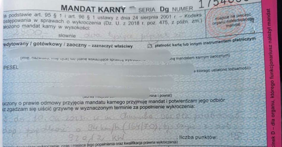 zdjęcie: Przewiózł rodzinę nowym samochodem. Na liczniku miał 164 km/h / fot. KPP Włodawa