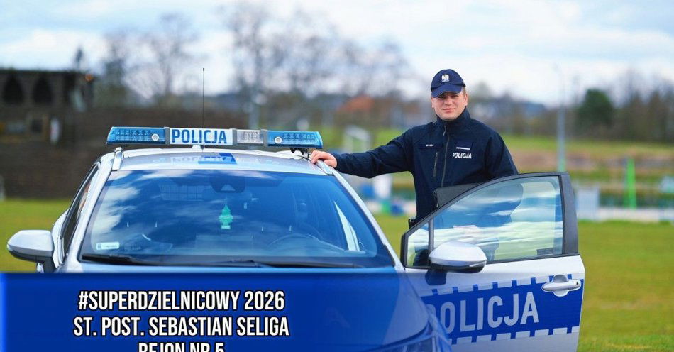 zdjęcie: Starszy posterunkowy Sebastian Seliga w plebiscycie SuperDzielnicowy / fot. KMP w Skierniewicach