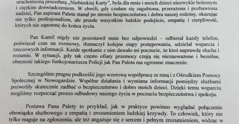 zdjęcie: Dzielnicowy z powołania pomógł rodzinie po przemocy / fot. KPP w Goleniowie