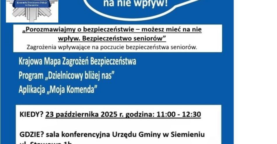 zdjęcie: Debaty o bezpieczeństwie seniorów w Siemieniu i Sosnowicy / fot. KPP Parczew