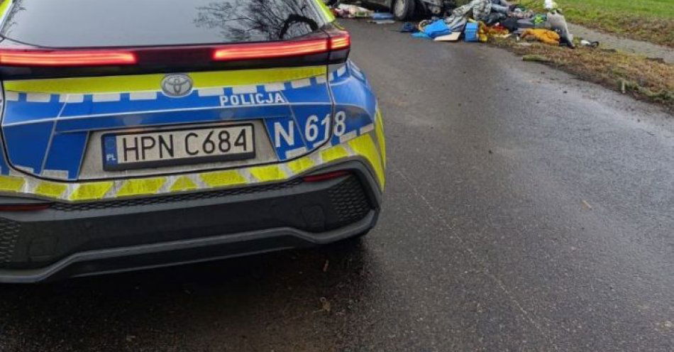 zdjęcie: Tragiczny wypadek w Bruku. 79 letni kierowca uderzył w drzewo / fot. KPP w Sztumie